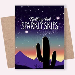 Cactus Card, 4.25" x 5.5", Starry Skies Desert Card for a Friend, Blank Inside
